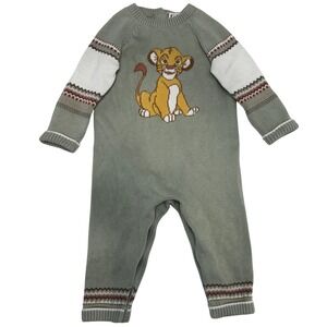 Janie & Jack Disney Lion King Simba Fair Isle Knit One-Piece Romper 6-12 Months